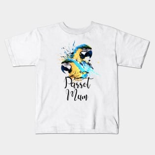 Parrot Mom Color Splatter Macaw White Kids T-Shirt